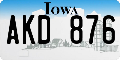 IA license plate AKD876