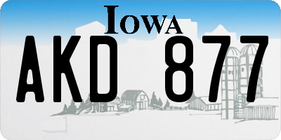 IA license plate AKD877