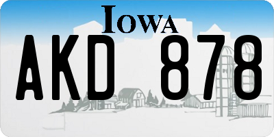 IA license plate AKD878