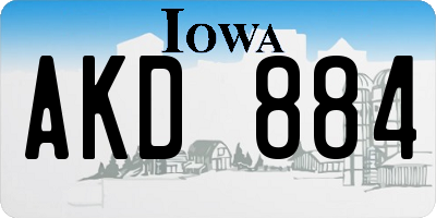 IA license plate AKD884