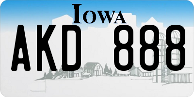 IA license plate AKD888