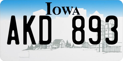 IA license plate AKD893