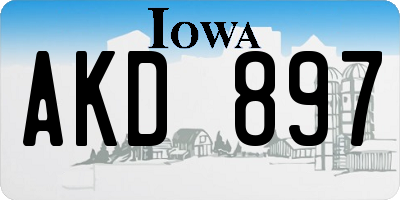 IA license plate AKD897