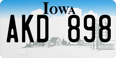 IA license plate AKD898