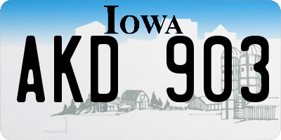 IA license plate AKD903
