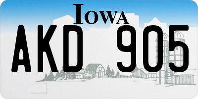 IA license plate AKD905