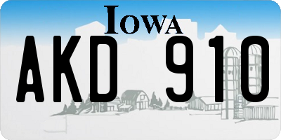 IA license plate AKD910