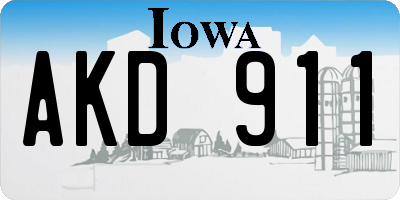 IA license plate AKD911