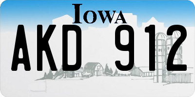 IA license plate AKD912