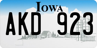 IA license plate AKD923