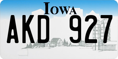 IA license plate AKD927