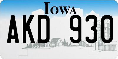 IA license plate AKD930