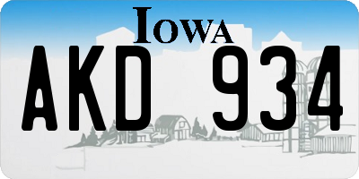 IA license plate AKD934