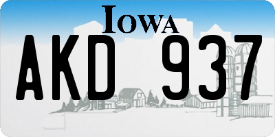 IA license plate AKD937