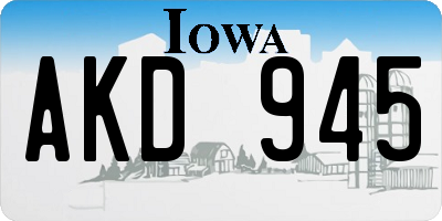 IA license plate AKD945