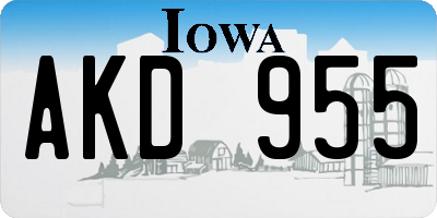 IA license plate AKD955