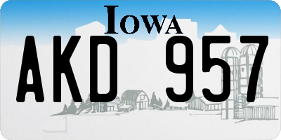 IA license plate AKD957