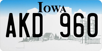 IA license plate AKD960