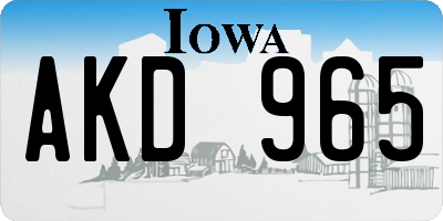 IA license plate AKD965
