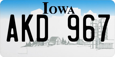 IA license plate AKD967