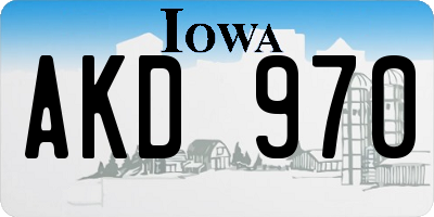IA license plate AKD970