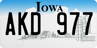 IA license plate AKD977