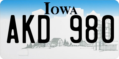 IA license plate AKD980