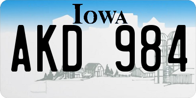 IA license plate AKD984