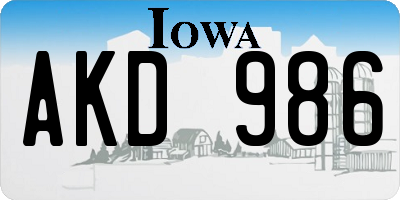 IA license plate AKD986
