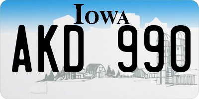 IA license plate AKD990