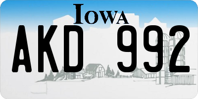 IA license plate AKD992