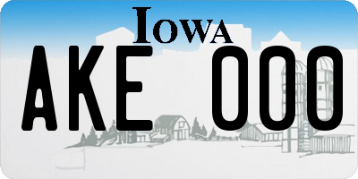 IA license plate AKE000