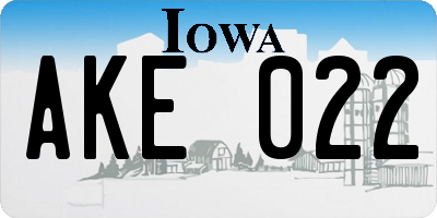 IA license plate AKE022