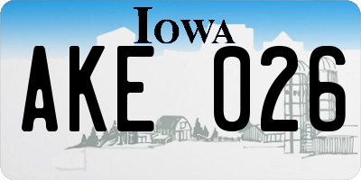 IA license plate AKE026