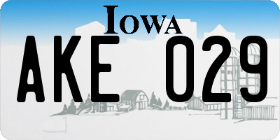 IA license plate AKE029