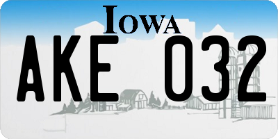 IA license plate AKE032