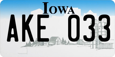 IA license plate AKE033