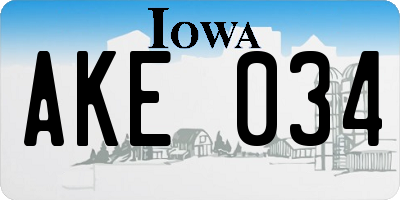 IA license plate AKE034