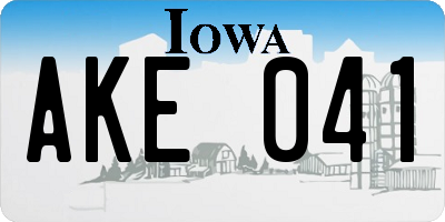 IA license plate AKE041