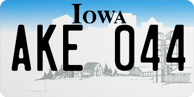 IA license plate AKE044
