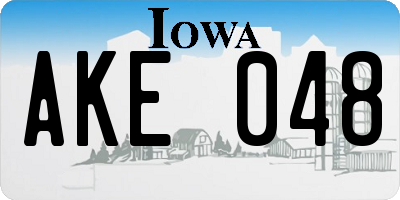 IA license plate AKE048