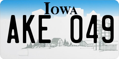IA license plate AKE049