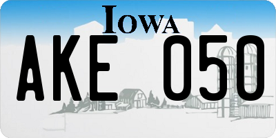 IA license plate AKE050