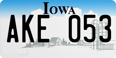 IA license plate AKE053