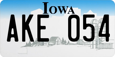 IA license plate AKE054