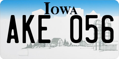 IA license plate AKE056