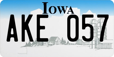 IA license plate AKE057