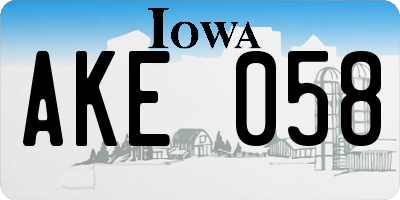IA license plate AKE058