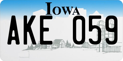 IA license plate AKE059