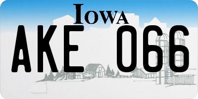 IA license plate AKE066